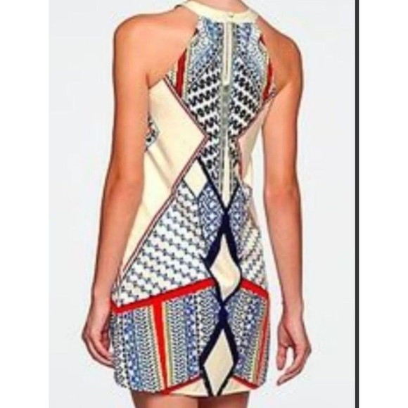 Venus Halter Mini Dress Women’s Small Cream Multicolored Geometric Sleeveless - Picture 8 of 16